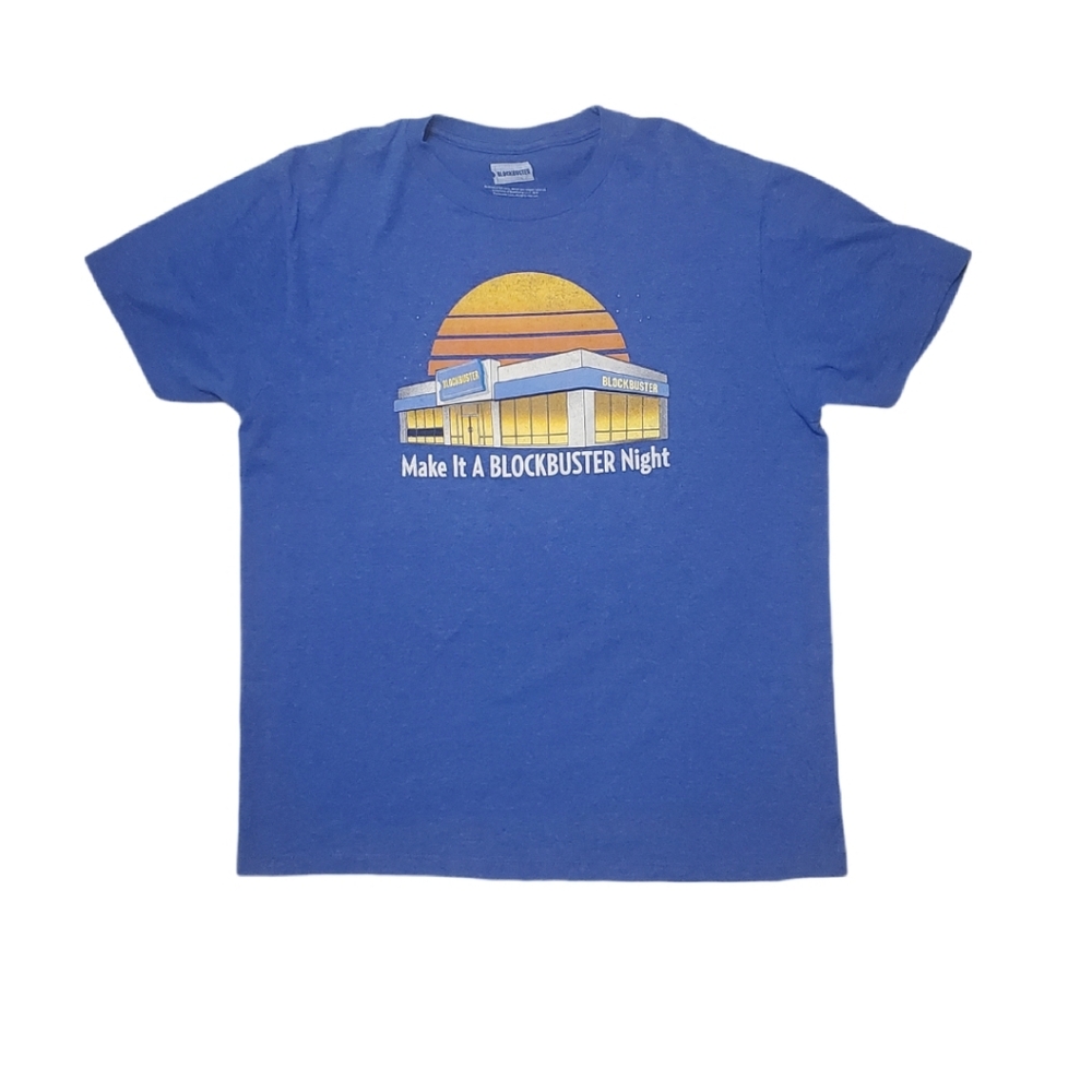 Blockbuster Men's Blue Make It‎ A Blockbuster Night Retro T-shirt Large